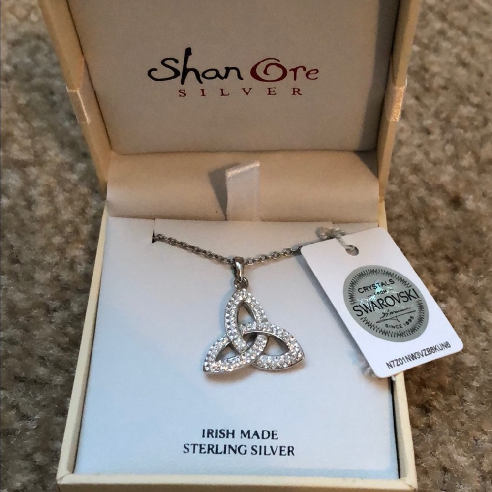 Silver Crystal Trinity Knot necklace